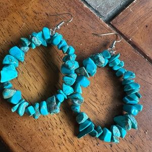turquoise rock beaded earrings